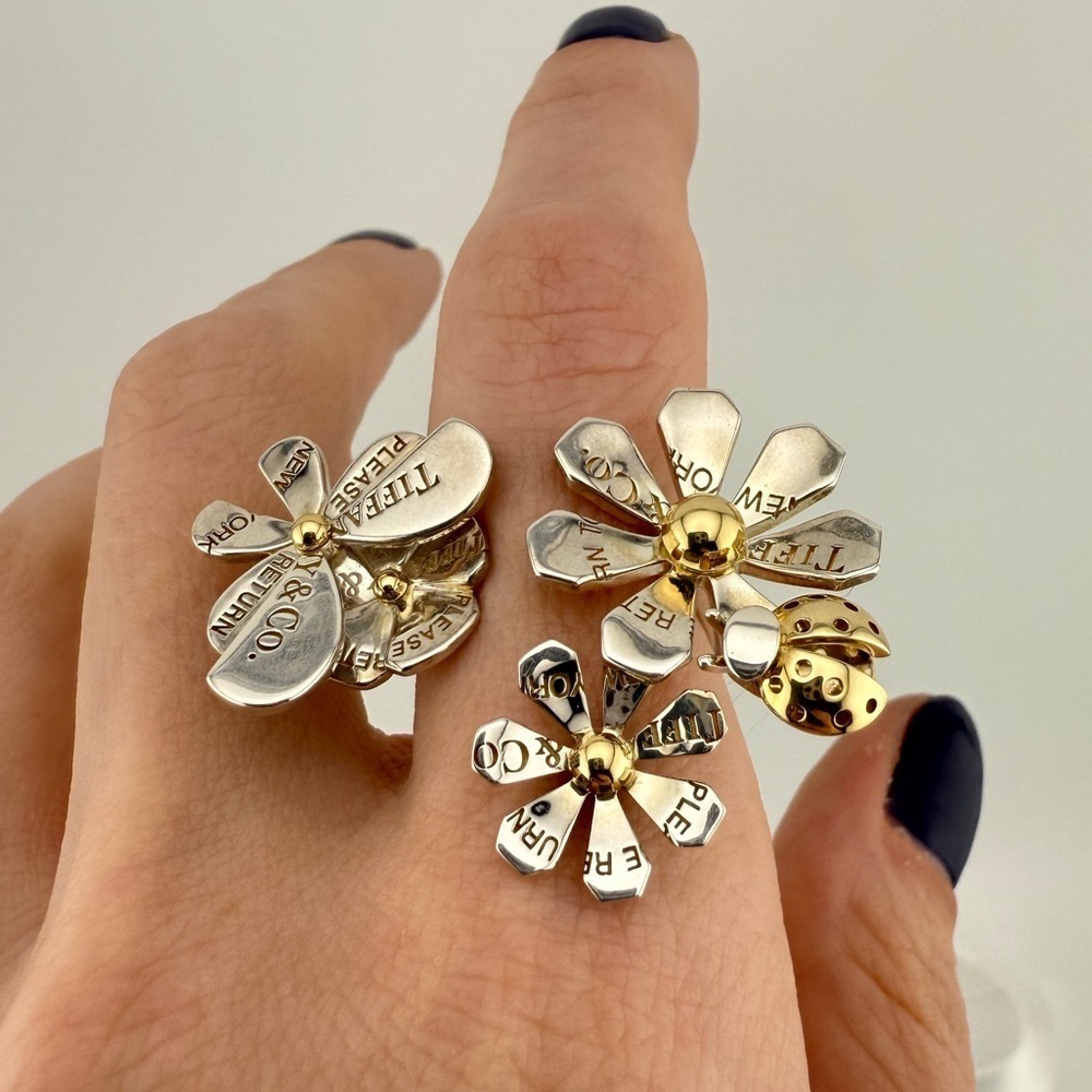 Return to Tiffany & Co. Love Bugs Ladybug Flower Cluster Ring, 18k & Silver, 6